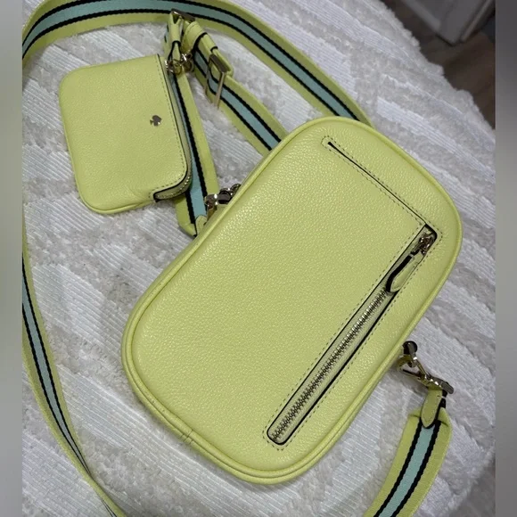 Kate Spade Yellow Crossbody Bag with Stripe Strap - Picture 5 of 14